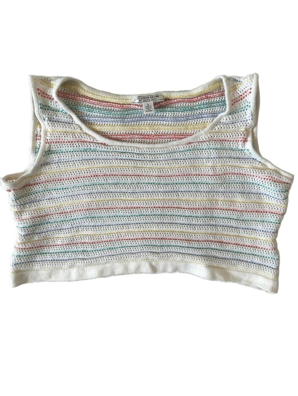 St. John Sport by Marie Gray Multicolor Stripped Cropped Knit Tank Top - Size S